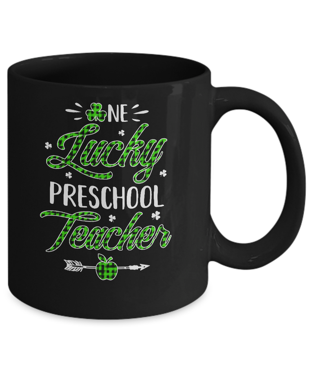 One Lucky Preschool Teacher St Patricks Day Irish Gift Mug-Coffee Mug-11oz Mug-Black