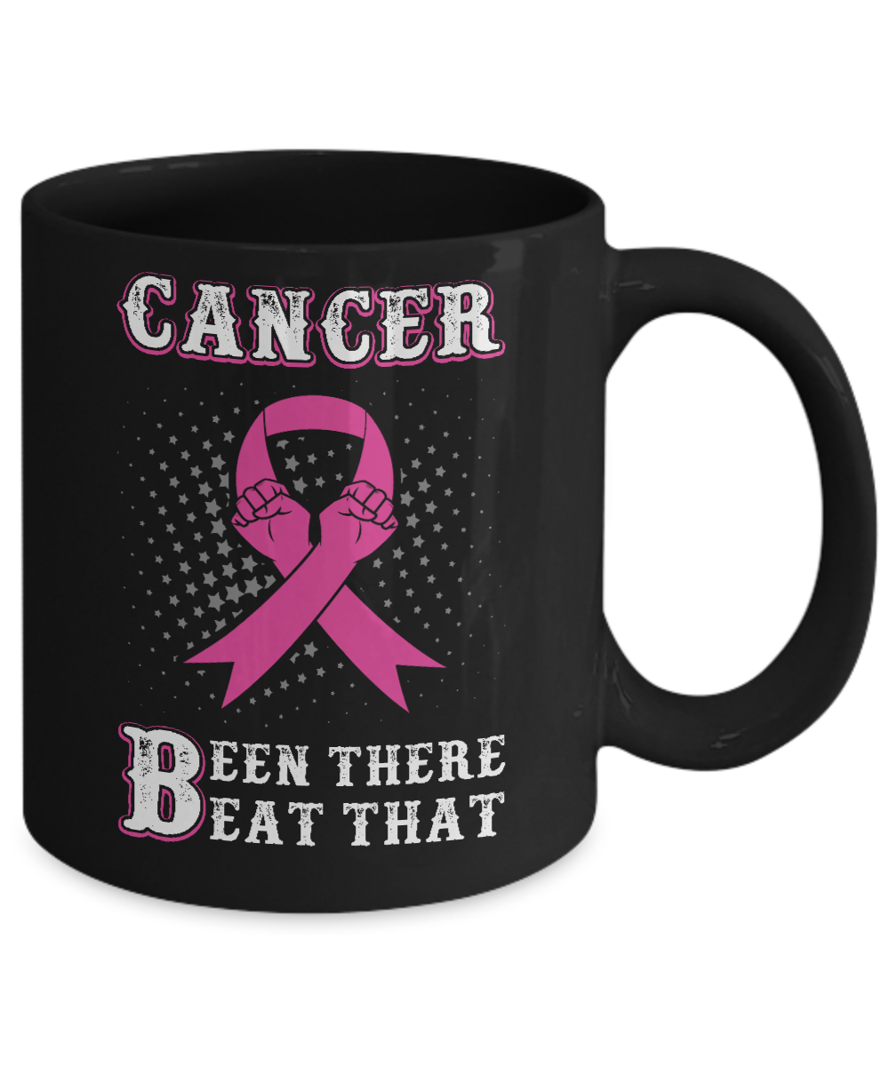 Breast Cancer Been There Beat That Awareness Pink Ribbon Mug-Coffee Mug-11oz Mug-Black