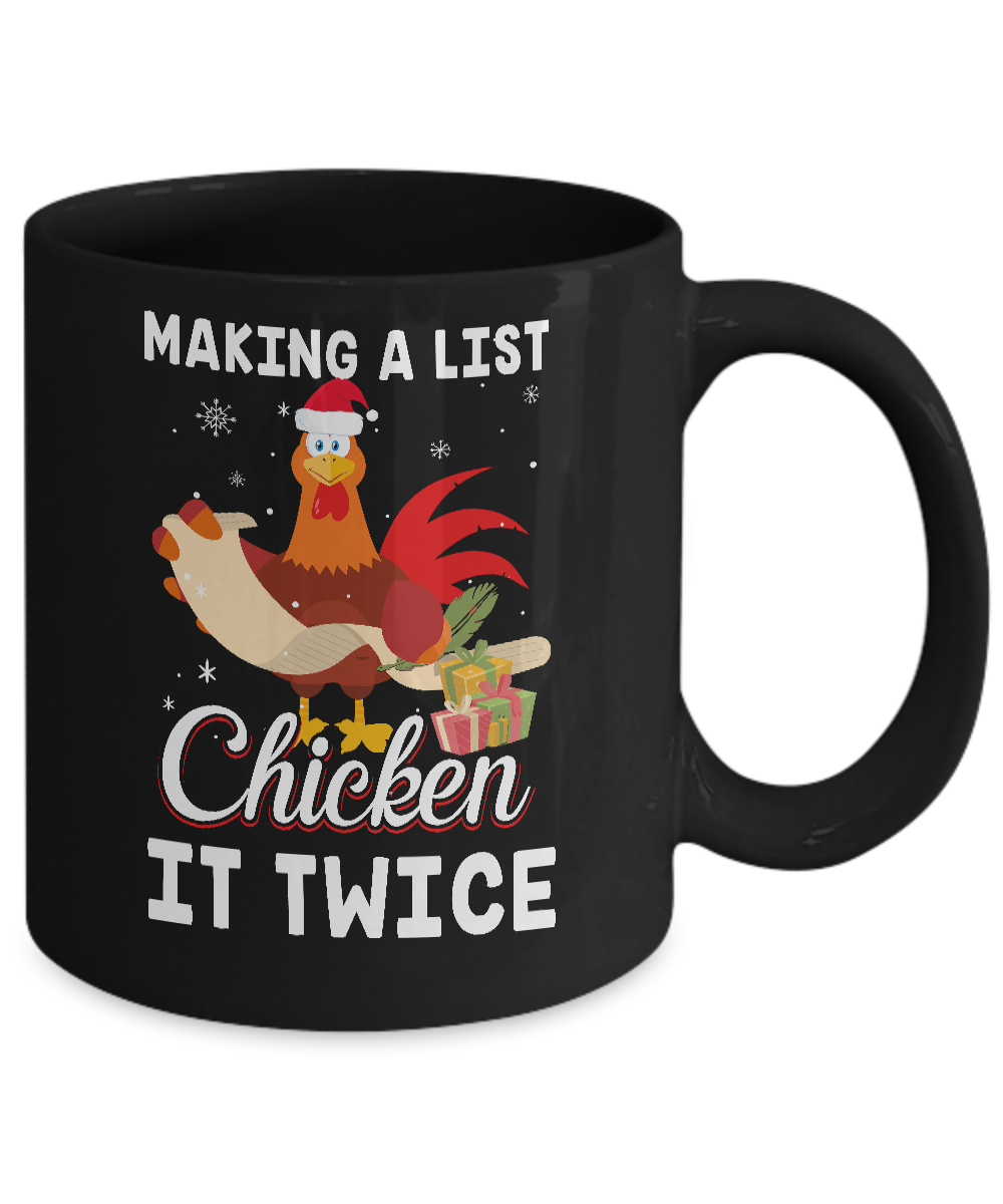 Chicken It Twice Funny Chicken Christmas Mug-Coffee Mug-11oz Mug-Black