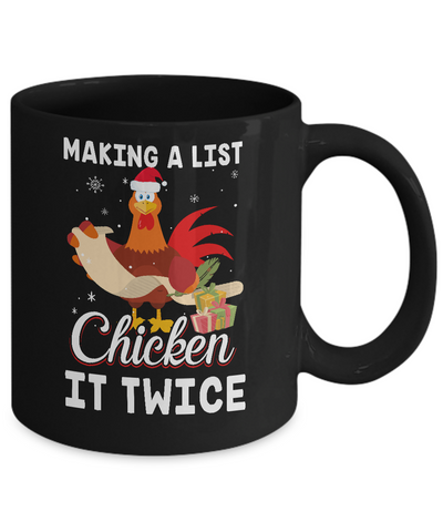 Chicken It Twice Funny Chicken Christmas Mug-Coffee Mug-11oz Mug-Black