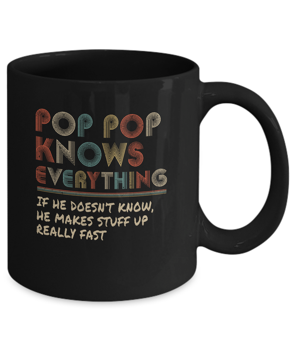 Pop Pop Know Everything Vintage Pop Pop Father's Day Gift Mug-Coffee Mug-11oz Mug-Black
