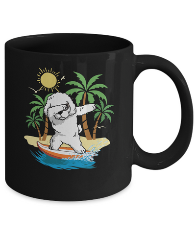 Summer Vacation Dabbing Poodle Surfing Surfboard Gift Mug-Coffee Mug-11oz Mug-Black