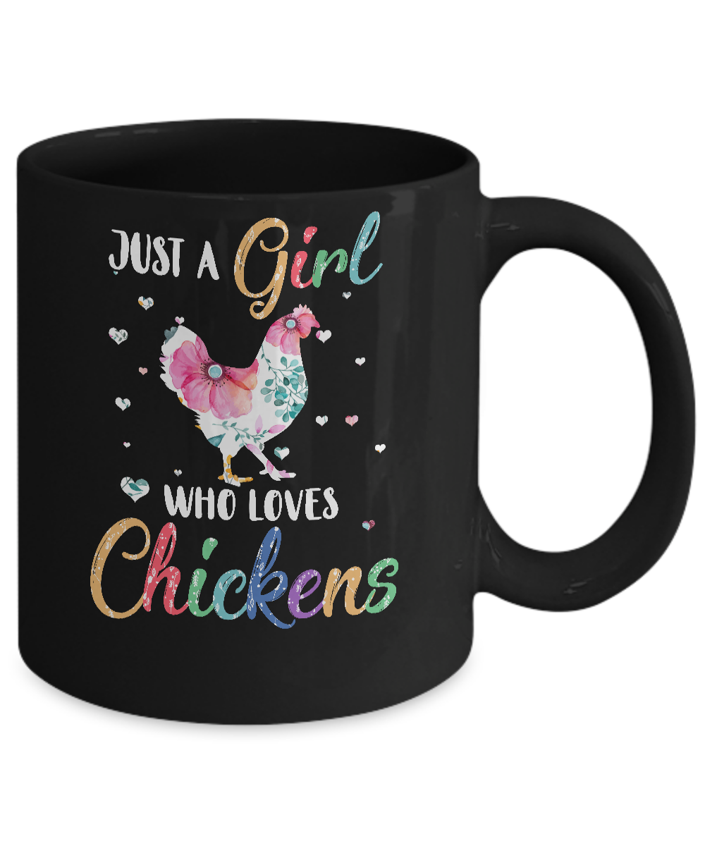 Just A Girl Who Loves Chickens Cute Chicken Lover Mug-Coffee Mug-11oz Mug-Black