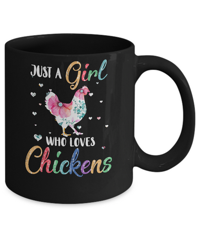 Just A Girl Who Loves Chickens Cute Chicken Lover Mug-Coffee Mug-11oz Mug-Black