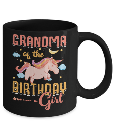 Grandma Of The Birthday Girl Unicorn Mug-Coffee Mug-11oz Mug-Black