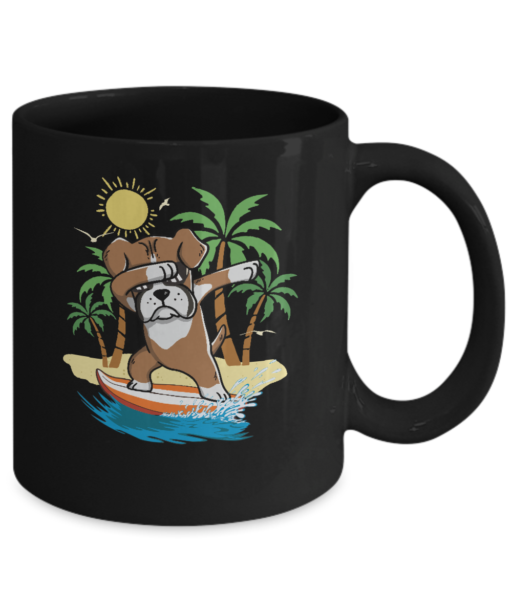 Summer Vacation Dabbing Boxer Surfing Surfboard Gift Mug-Coffee Mug-11oz Mug-Black
