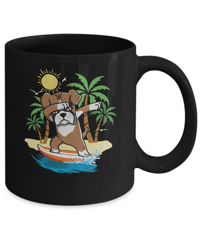 Summer Vacation Dabbing Boxer Surfing Surfboard Gift Mug-Coffee Mug-11oz Mug-Black