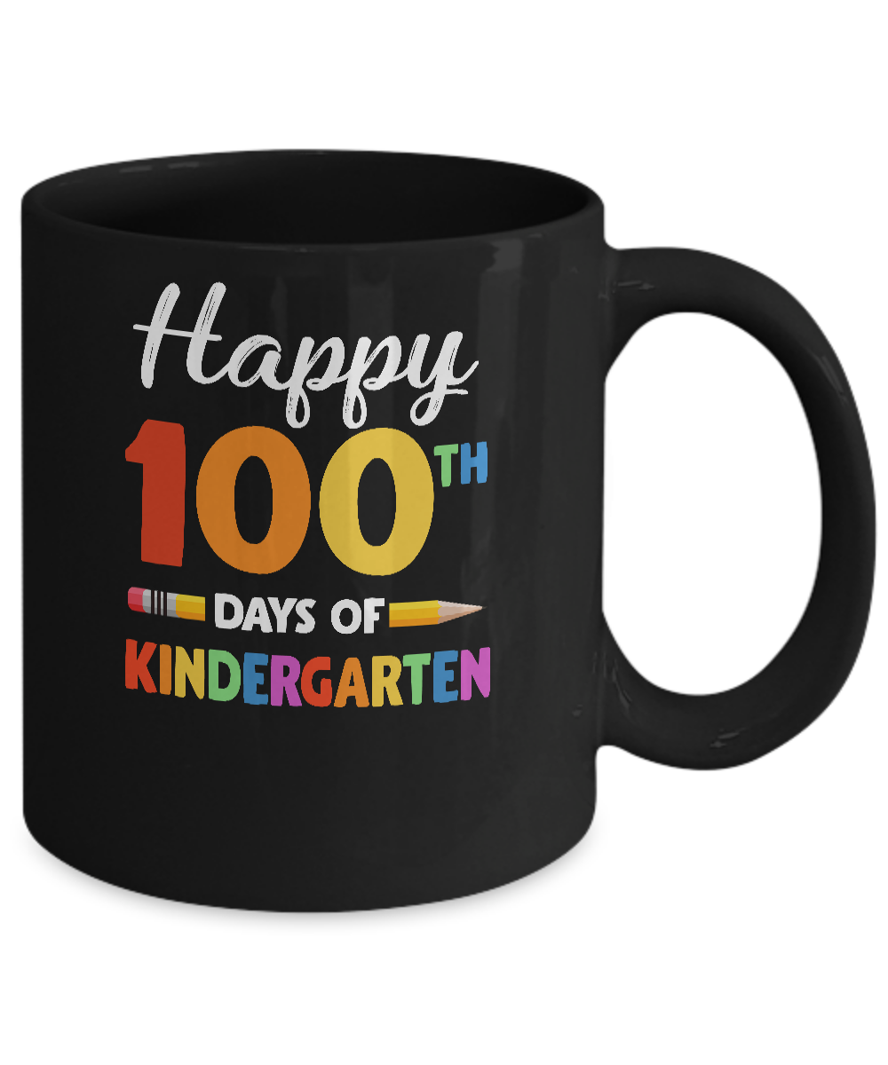Happy 100Th Day Of Kindergarten Teacher Or Student Gift Mug-Coffee Mug-11oz Mug-Black
