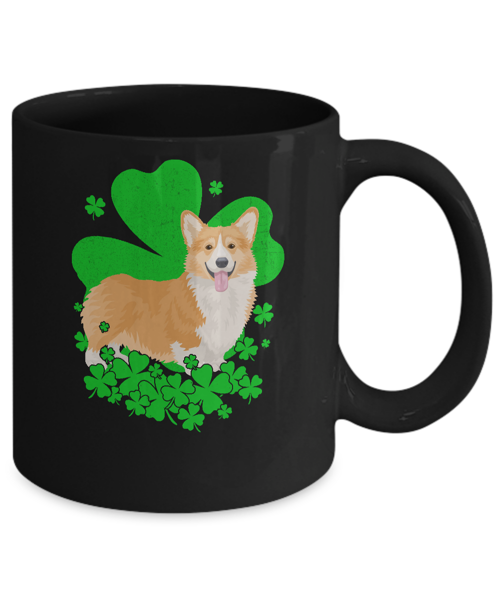 Corgi St. Patrick's Day Clovers Mug-Coffee Mug-11oz Mug-Black