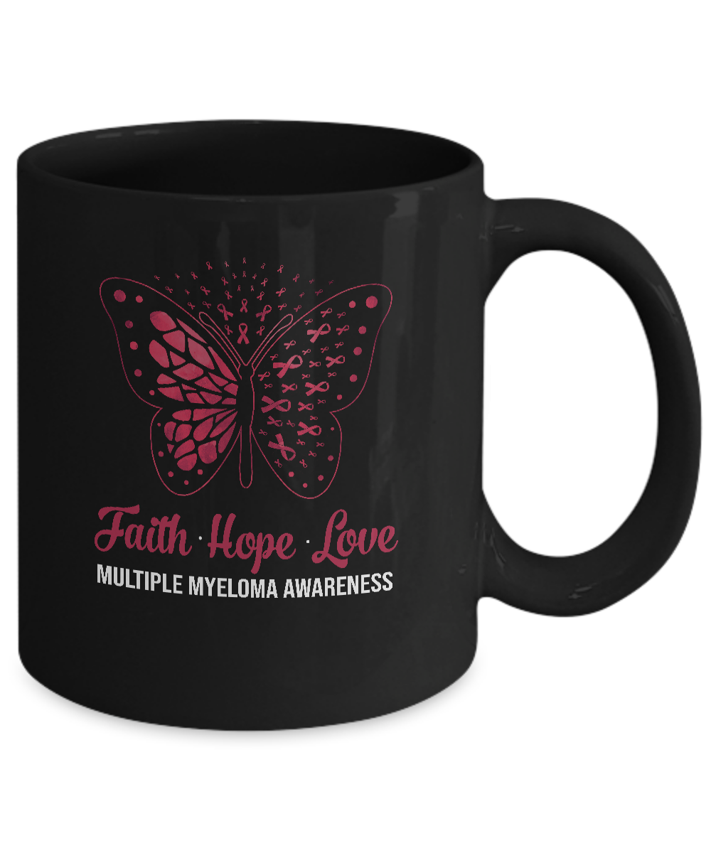 Faith Hope Love Butterfly Multiple Myeloma Awareness Mug-Coffee Mug-11oz Mug-Black
