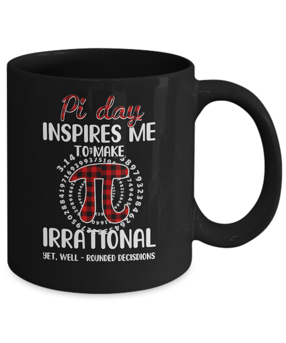 Pi Day Inspires Me To Make Irrational Red Plaid Mug-Coffee Mug-11oz Mug-Black