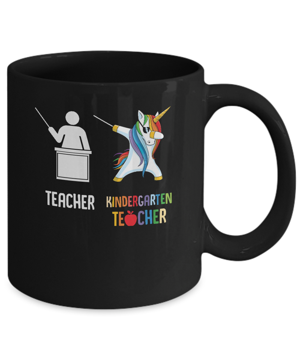Dabbing Unicorn Kindergarten Teacher Funny Gifts Dab Mug-Coffee Mug-11oz Mug-Black