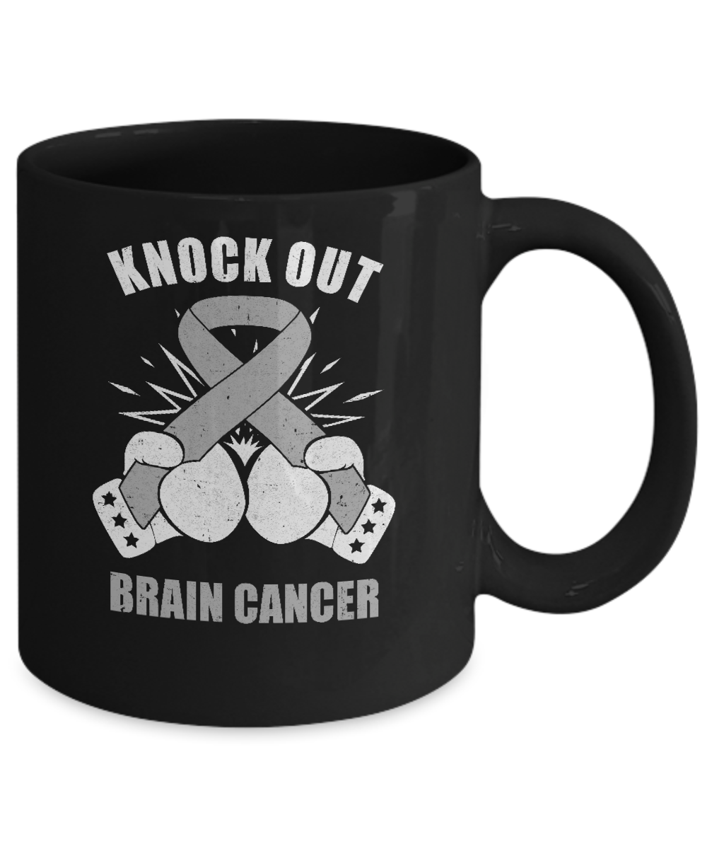 Boxing Knock Out Brain Cancer Awareness Support Mug-Coffee Mug-11oz Mug-Black