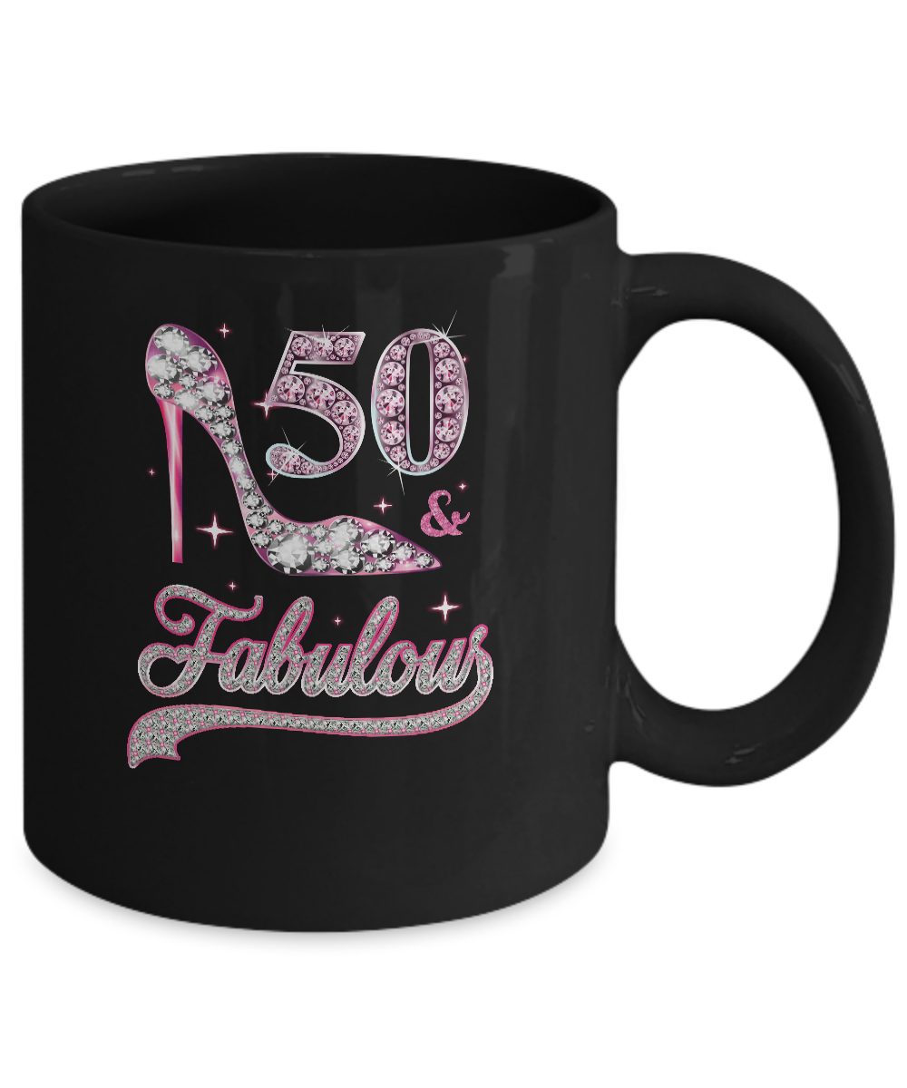 50 And Fabulous 50 Years Old 1971 50th Birthday Gift Mug-Coffee Mug-11oz Mug-Black