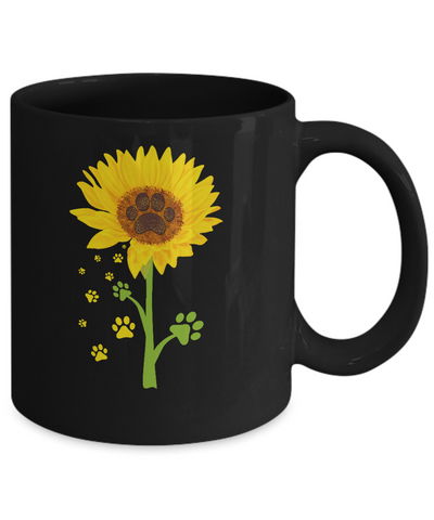 Funny Sunflower Cat Dog Paw Lover Mug-Coffee Mug-11oz Mug-Black