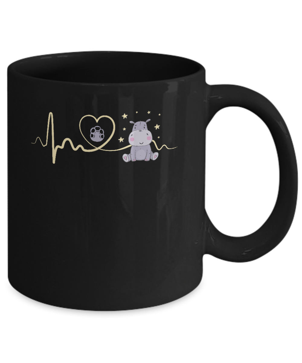 Hippo Cute Preemie Baby Heartbeat Mug-Coffee Mug-11oz Mug-Black