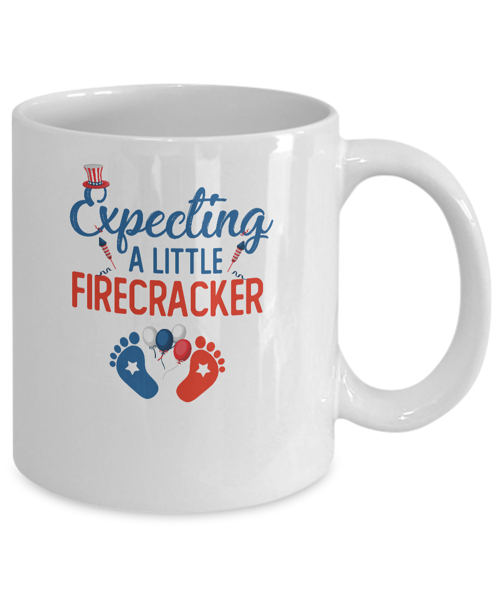 4Th Of July Pregnancy Announcement Baby Firecracker Mug-Coffee Mug-11oz Mug-White