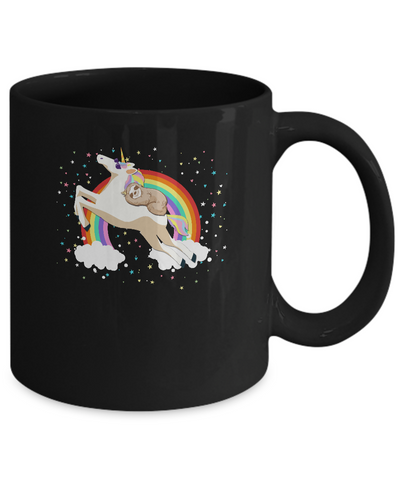 Funny Sloth Riding Unicorn Lover Mug-Coffee Mug-11oz Mug-Black