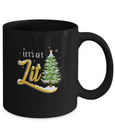 Let's Get Lit Funny Christmas Tree Drinking Beer Mug-Coffee Mug-11oz Mug-Black