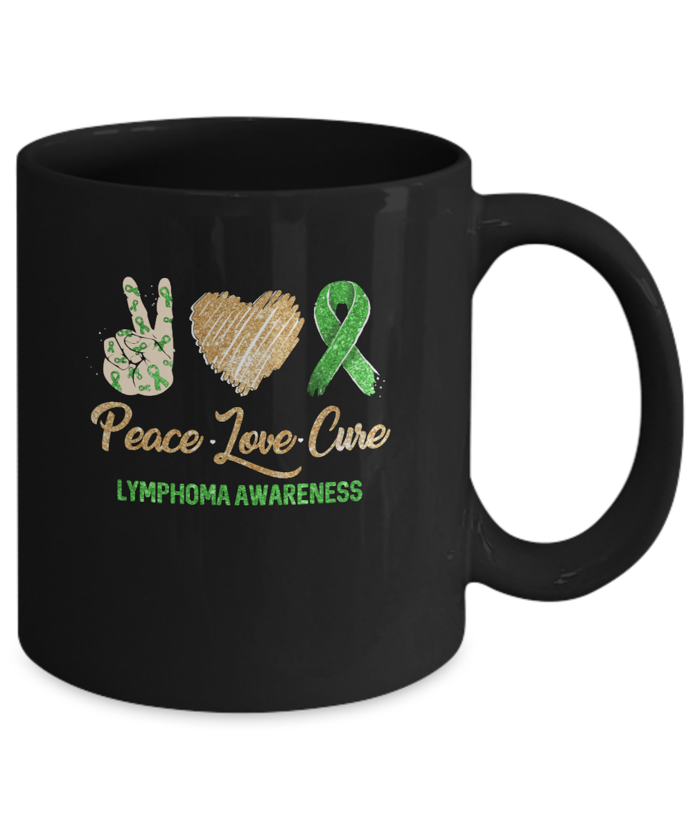 Peace Love Cure Lymphoma Awareness Mug-Coffee Mug-11oz Mug-Black