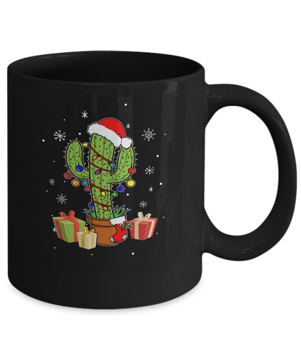 Merry Christmas Succulent Plants Christmas Cactus Mug-Coffee Mug-11oz Mug-Black