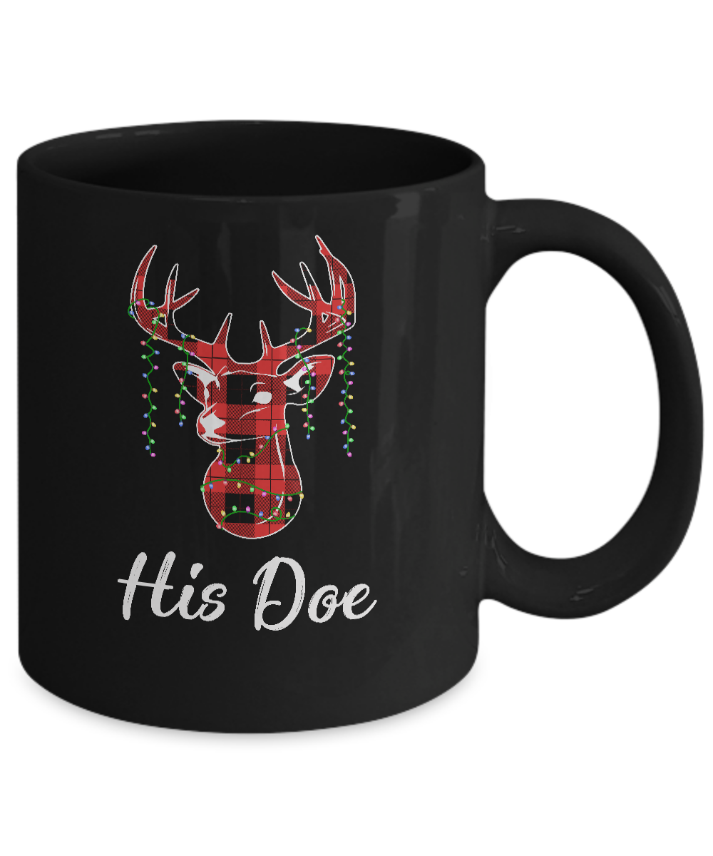 His Doe Couples Matching Christmas Pajamas Costume Gift Mug-Coffee Mug-11oz Mug-Black