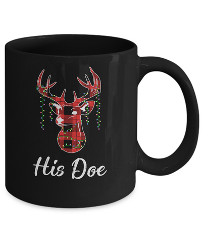 His Doe Couples Matching Christmas Pajamas Costume Gift Mug-Coffee Mug-11oz Mug-Black