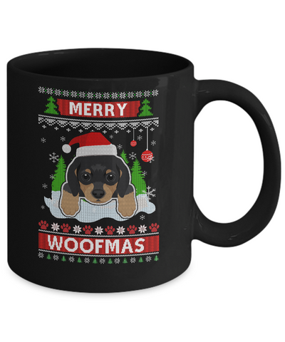 Dachshund Merry Woofmas Ugly Christmas Sweater Mug-Coffee Mug-11oz Mug-Black