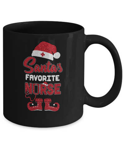 Santa's Favorite Nurse Christmas Mug-Coffee Mug-11oz Mug-Black