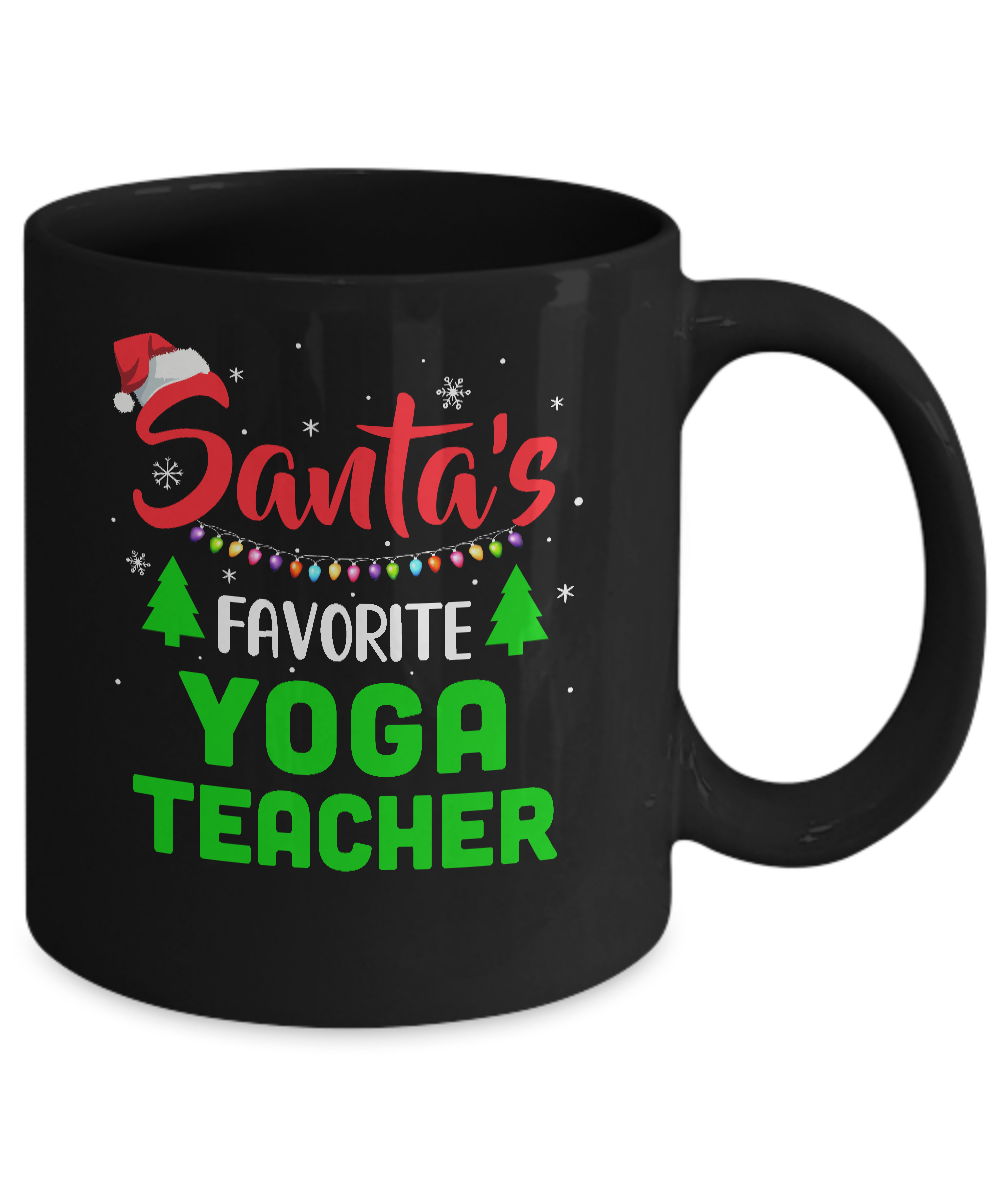 Santa's Favorite Yoga Teacher Funny Christmas Xmas Gifts Mug-Coffee Mug-11oz Mug-Black