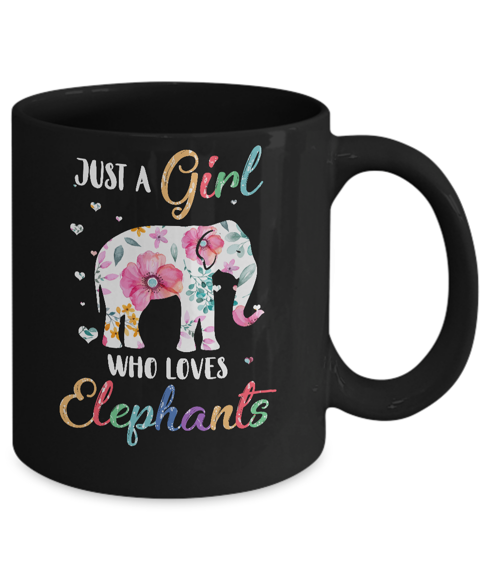 Just A Girl Who Loves Elephants Cute Elephant Lover Mug-Coffee Mug-11oz Mug-Black