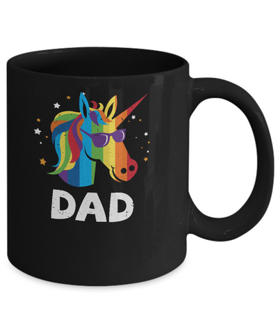 LGBT Pride Lesbian Gay Proud Dad Unicorn Mug-Coffee Mug-11oz Mug-Black
