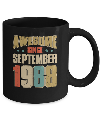 Vintage Retro Awesome Since September 1988 33th Birthday Mug-Coffee Mug-11oz Mug-Black