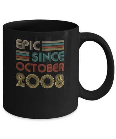 Epic Since October 2008 Vintage 13th Birthday Gifts Youth Mug-Coffee Mug-11oz Mug-Black