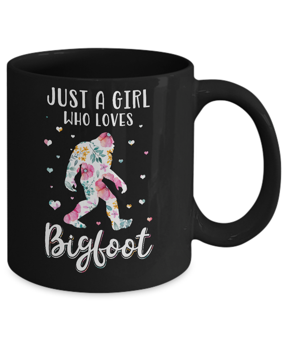 Flower Just A Girls Who Loves Bigfoot Mug-Coffee Mug-11oz Mug-Black