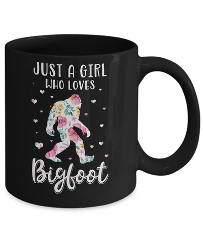 Flower Just A Girls Who Loves Bigfoot Mug-Coffee Mug-11oz Mug-Black