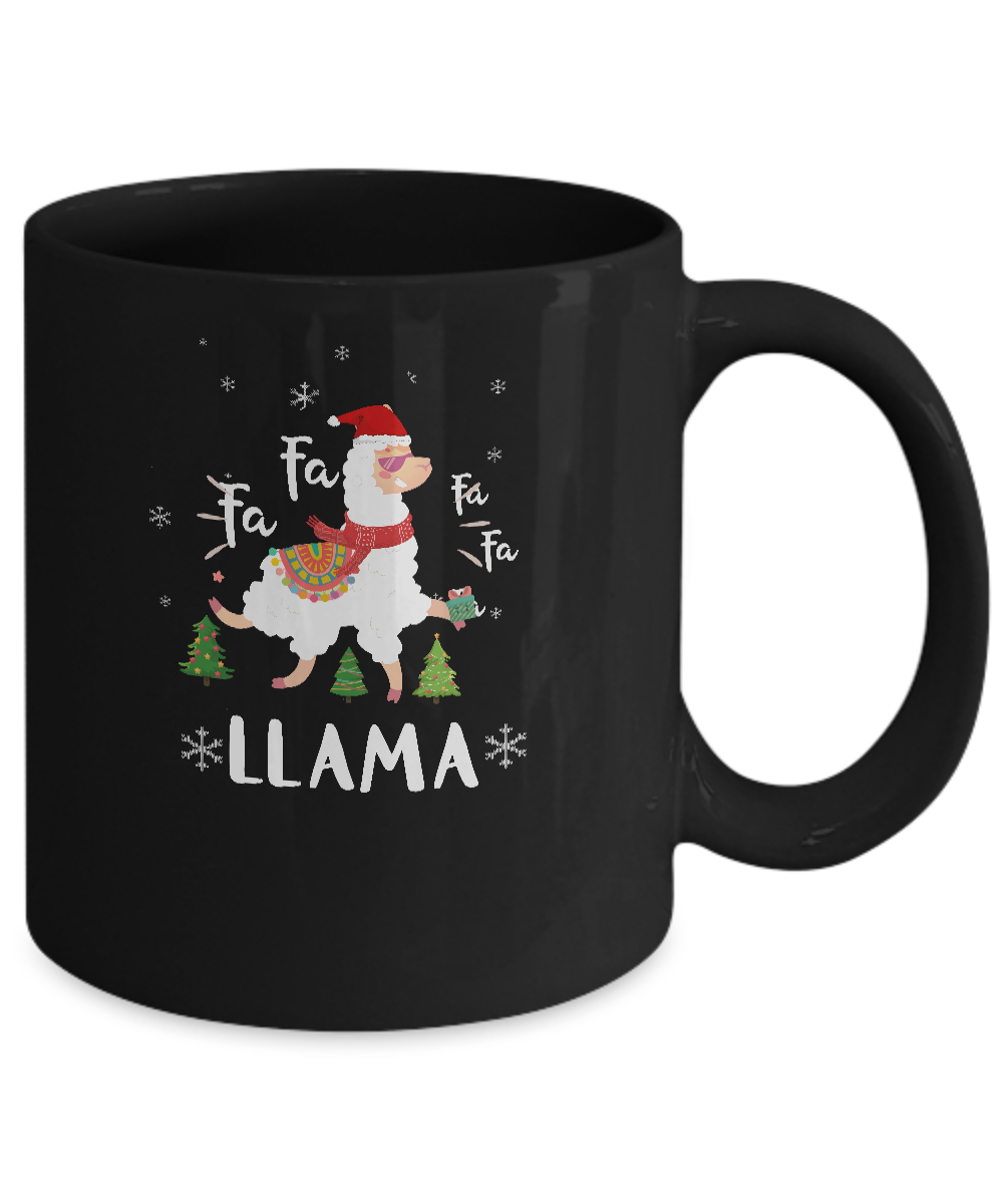 Fa La La Llama Santa Christmas Funny Gift Xmas Mug-Coffee Mug-11oz Mug-Black