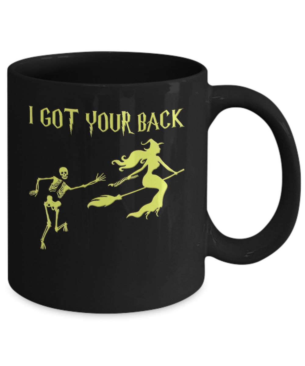 Funny Witch Skeleton Halloween I Got Your Back Mug-Coffee Mug-11oz Mug-Black