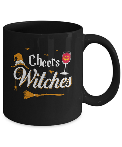 Cheers Witches Happy Hallowine Witch Halloween Mug-Coffee Mug-11oz Mug-Black