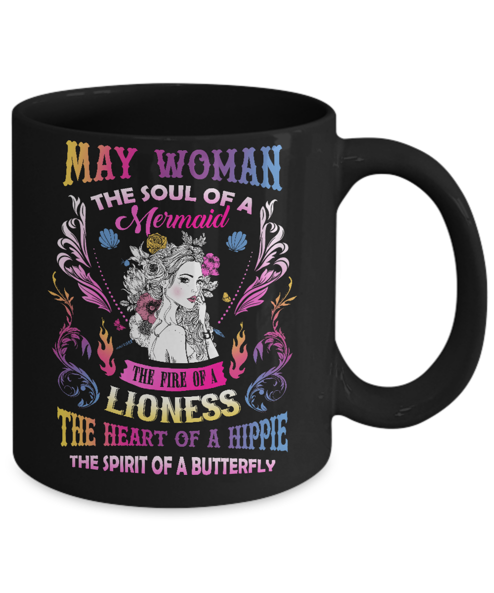 May Woman The Soul Of A Mermaid Birthday Mug-Coffee Mug-11oz Mug-Black