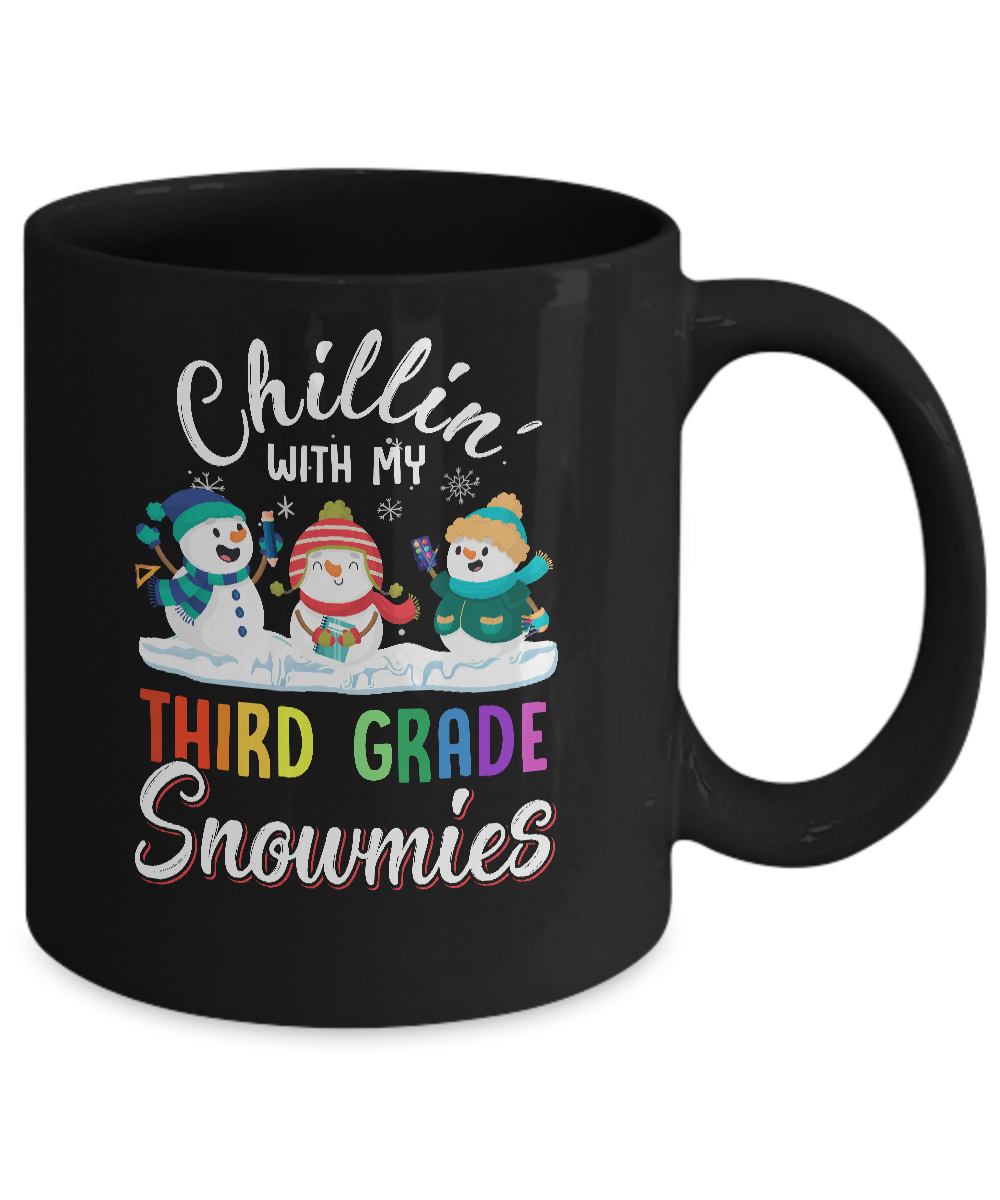 Chillin' With Third Grade Snowmies Christmas Teacher Gifts Mug-Coffee Mug-11oz Mug-Black