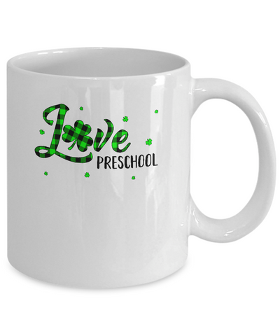 St Patricks Day Gift Preschool Teacher Plaid Shamrock Mug-Coffee Mug-11oz Mug-White