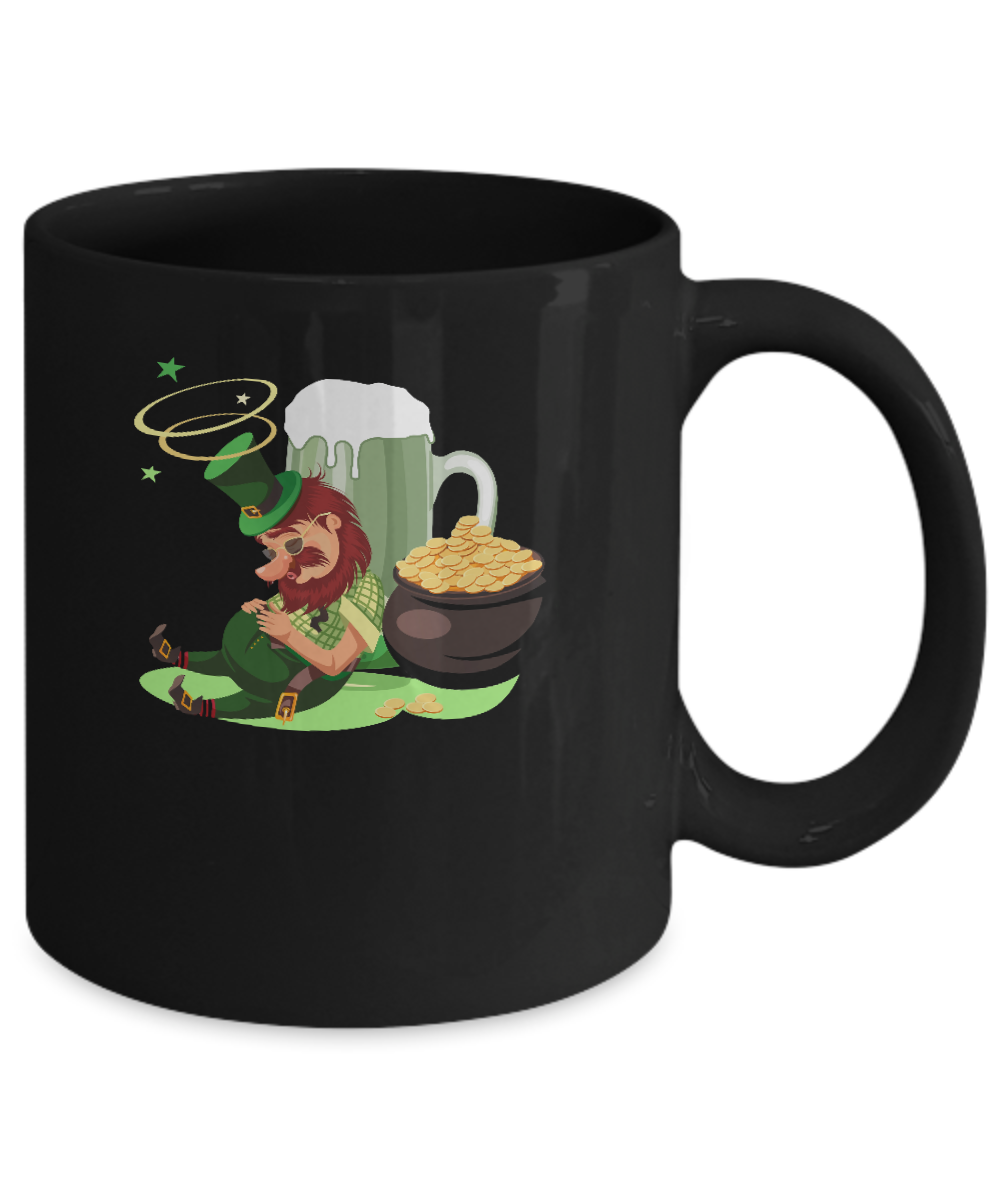 Leprechaun Drinking Green Beer Saint Patricks Day Mug-Coffee Mug-11oz Mug-Black