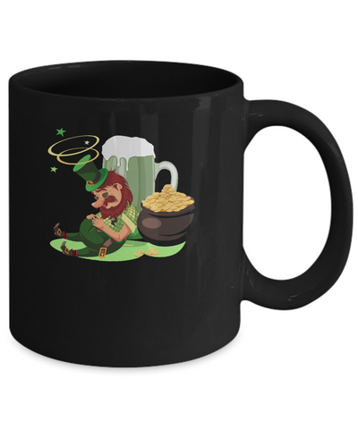 Leprechaun Drinking Green Beer Saint Patricks Day Mug-Coffee Mug-11oz Mug-Black