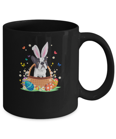 Bulldog Bunny Hat Rabbit Easter Eggs Mug-Coffee Mug-11oz Mug-Black