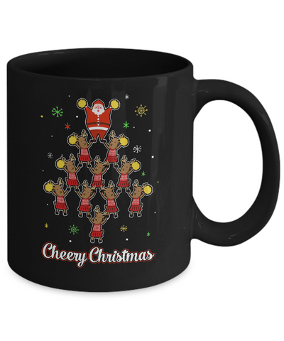 Cheery Christmas Funny Reindeer Santa Claus Cheerleader Mug-Coffee Mug-11oz Mug-Black