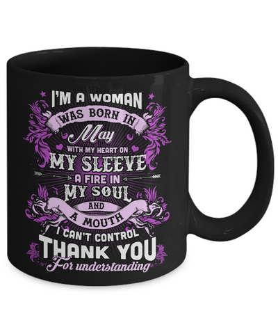 I'm A Woman Was Born In May With My Heart Birthday Mug-Coffee Mug-11oz Mug-Black