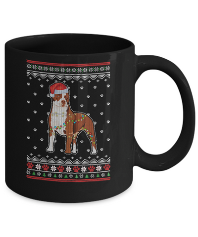 Pitbull Christmas Ugly Sweater Lights Dog Xmas Gift Mug-Coffee Mug-11oz Mug-Black