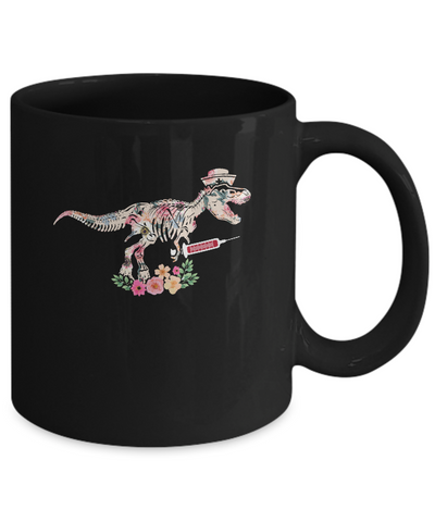 Nursing Nurse Saurus Dinosaur T-Rex Mug-Coffee Mug-11oz Mug-Black