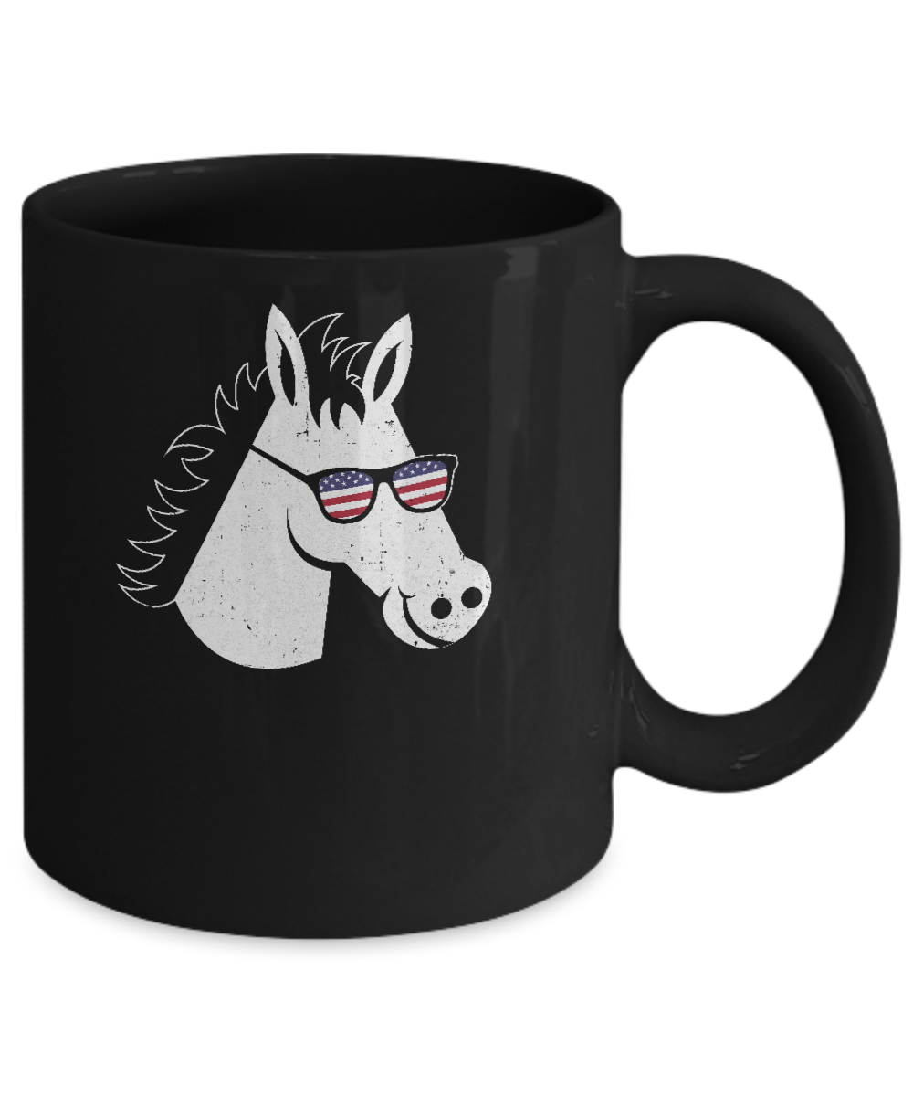 July 4Th Patriotic USA American Flag With Horse Mug-Coffee Mug-11oz Mug-Black